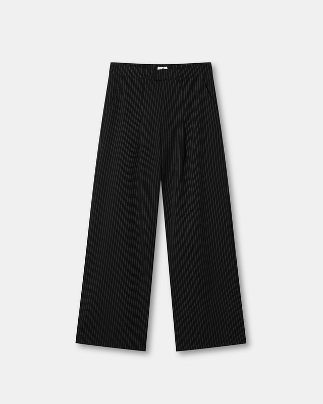 Baggy Suit Pants Black Pinstriped