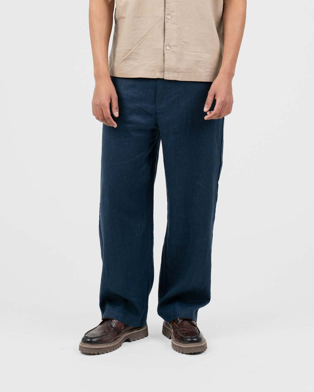 Baggy 100% hørbukser Navy | Skagen - clothing.dk