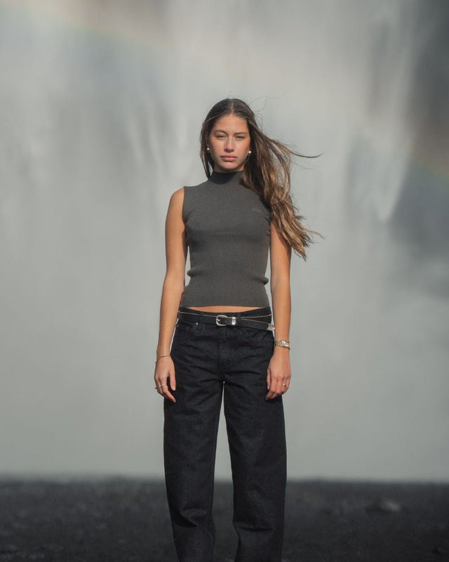 Highneck knitted Top Grå | Skagen - clothing.dk