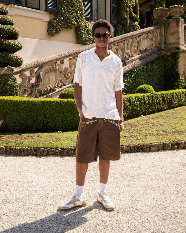 Kortærmet Jacquard Skjorte Cremehvid | Skagen - clothing.dk