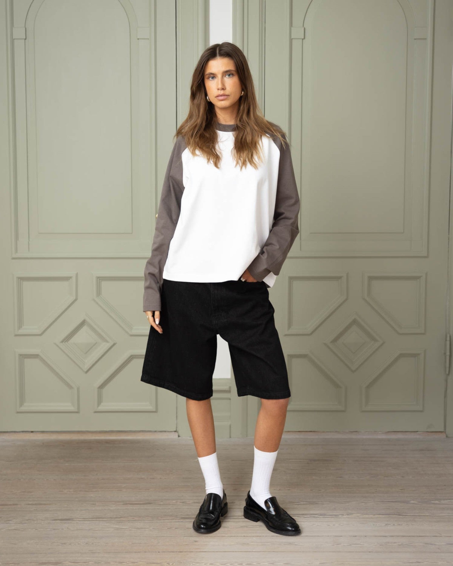 Raglan Longsleeve T-shirt White/Grey