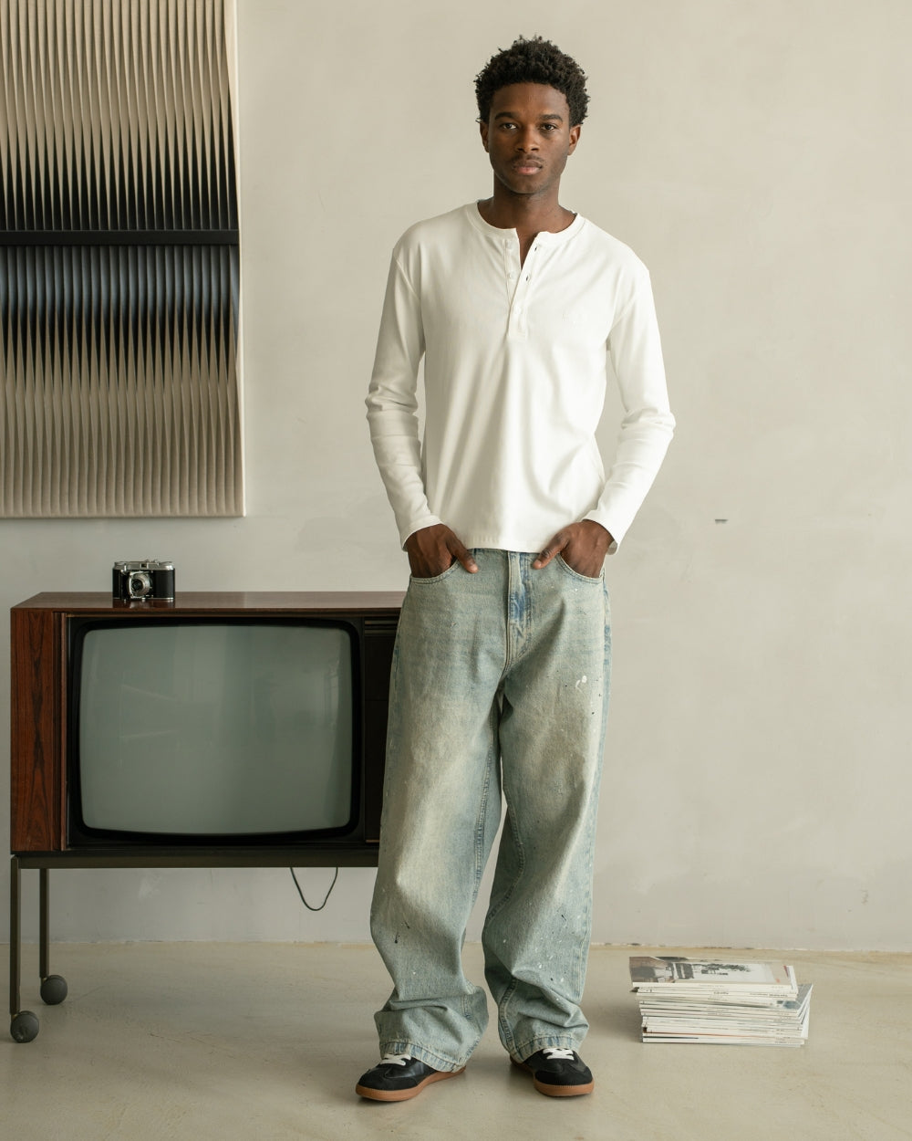 Baggy Denim Jeans Paint Splatter