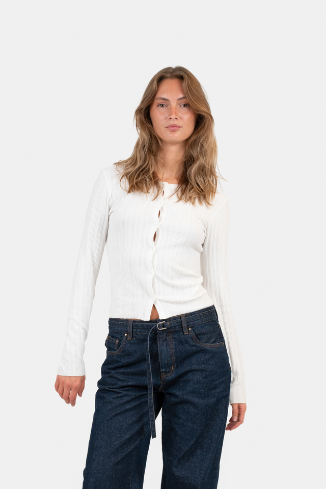 Buttoned LS Top White