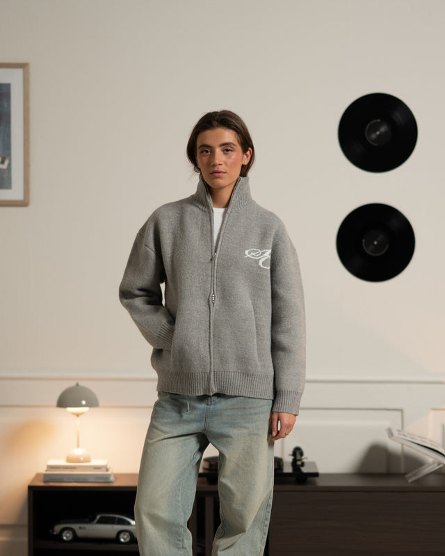 Full-zip Sweater Light grey