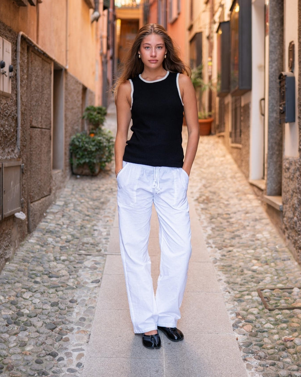 Contrast Tank Top Black