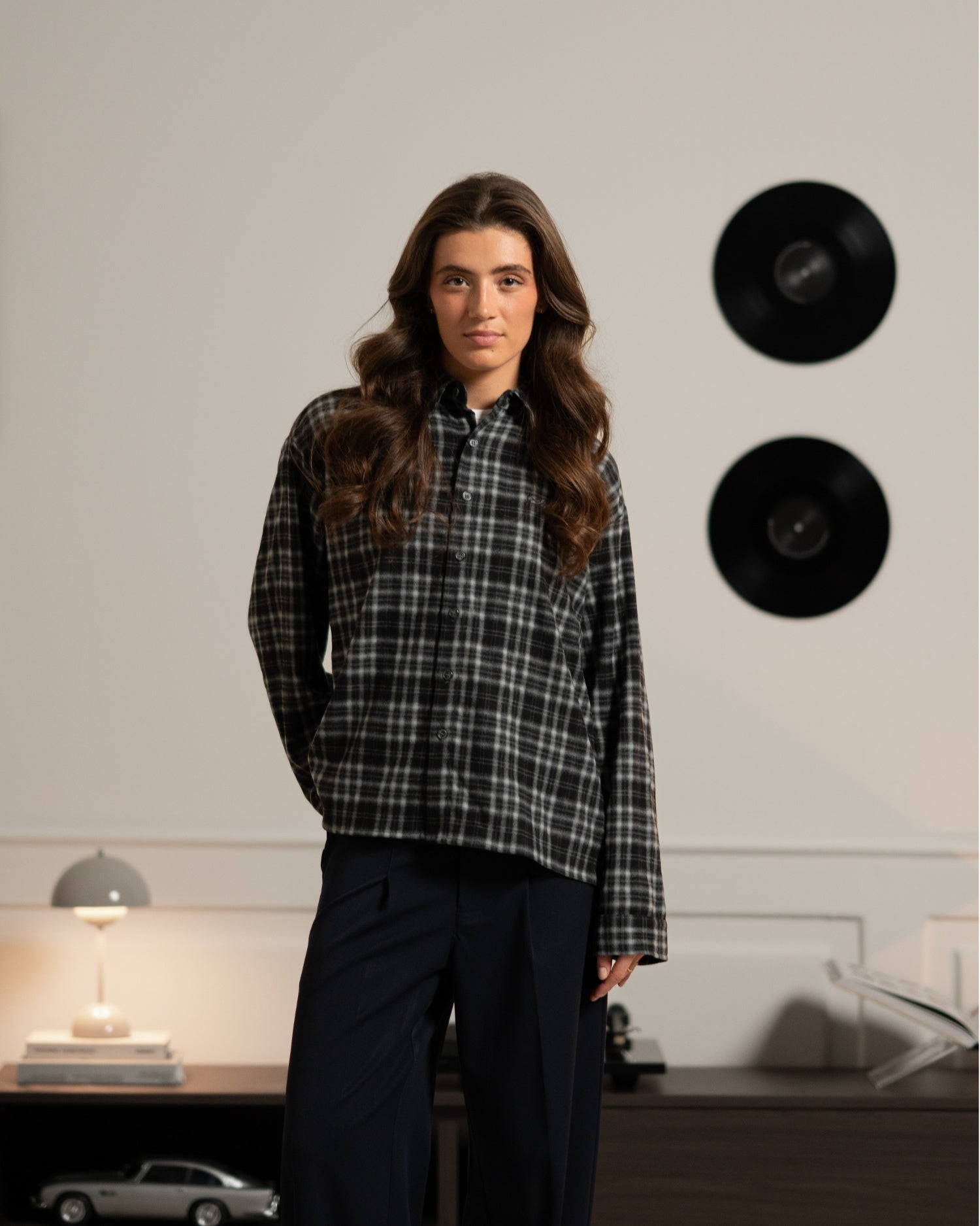 Checkered flannel shirt gray