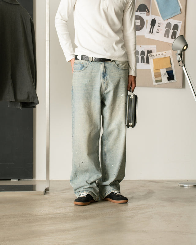 Baggy Denim Jeans Paint Splatter