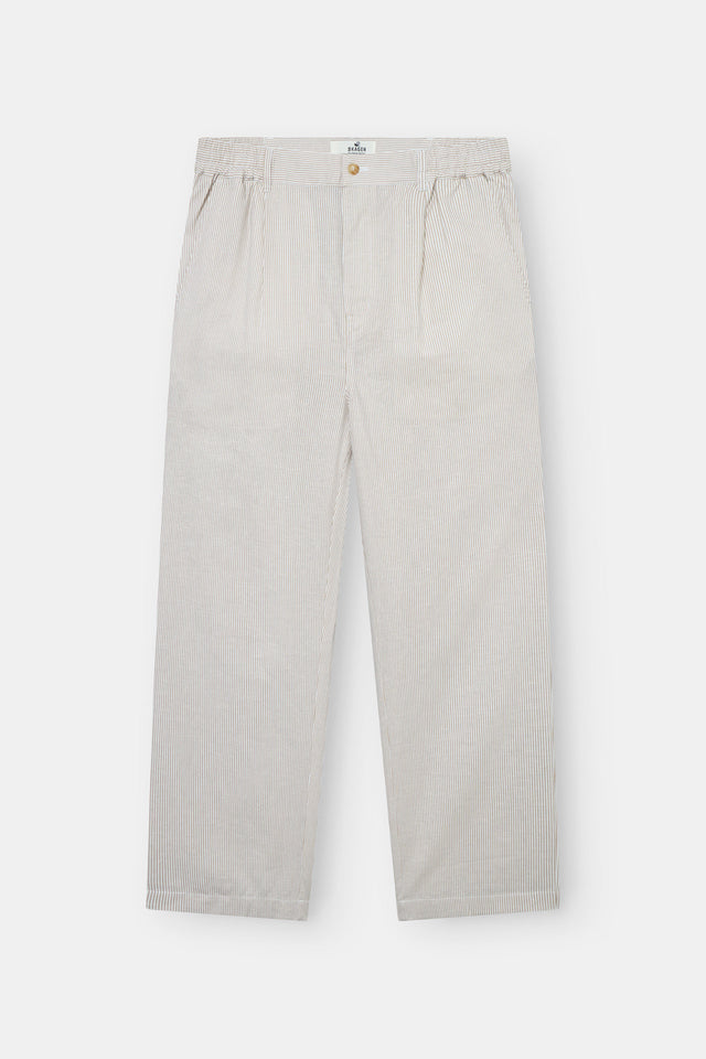 Baggy Linen Pants Beige Striped