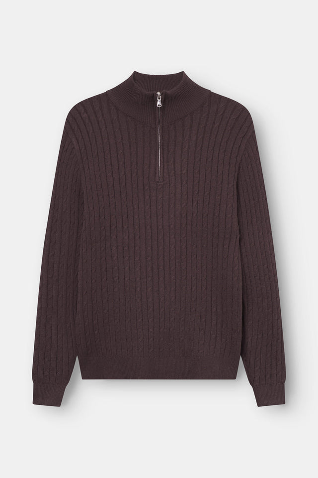 Half Zip Knit Brown