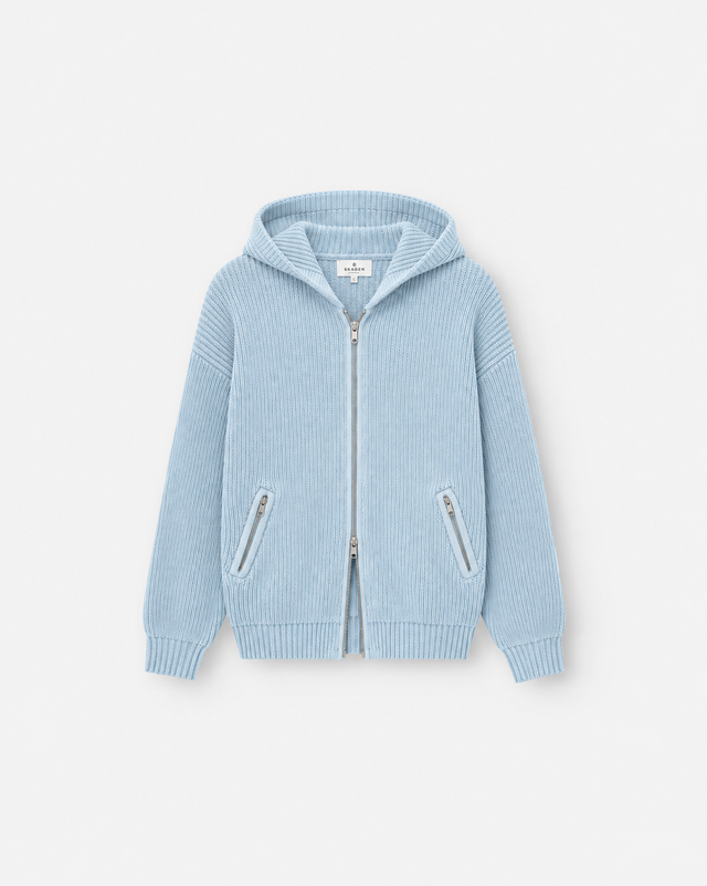 Knit Hoodie Washed Blue