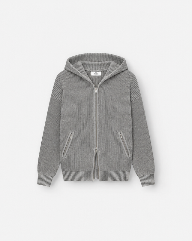 Knit Hoodie Washed Grey