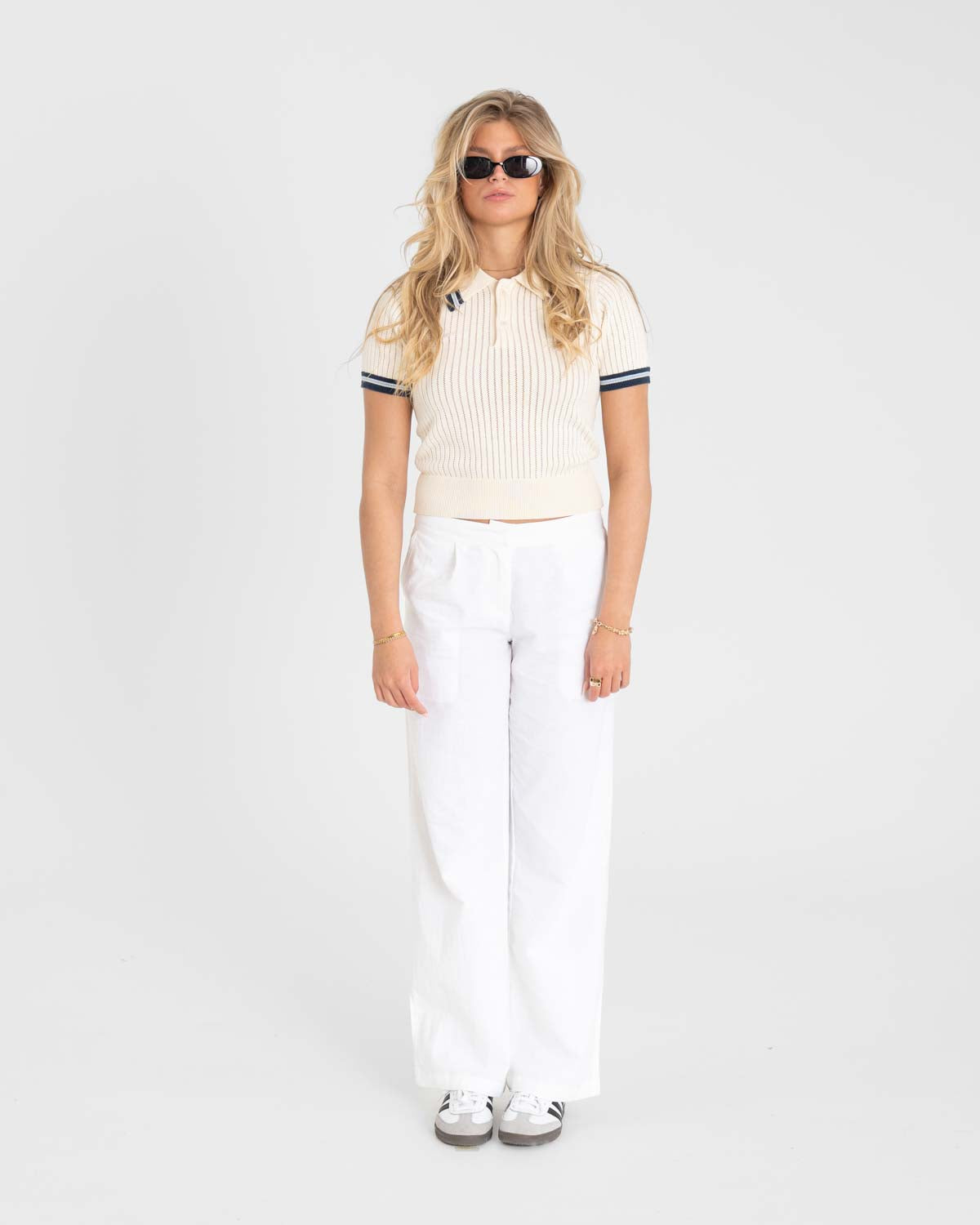 Short -sleeved polo white