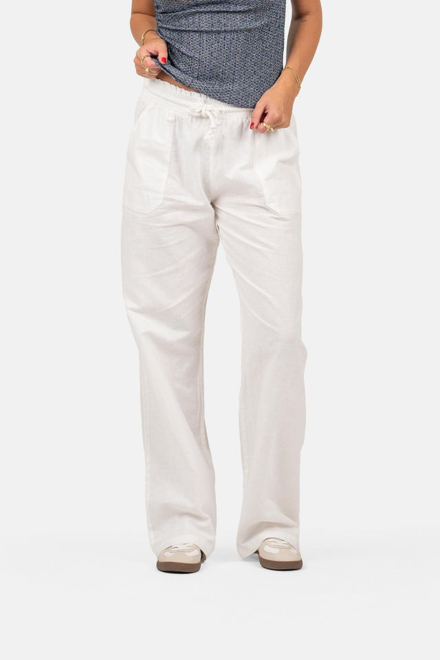 Linen Pants Low-Waisted White