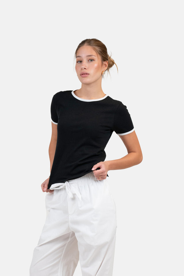 Contrast Baby Tee black