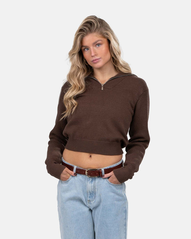 Half Zip Sweater Brown