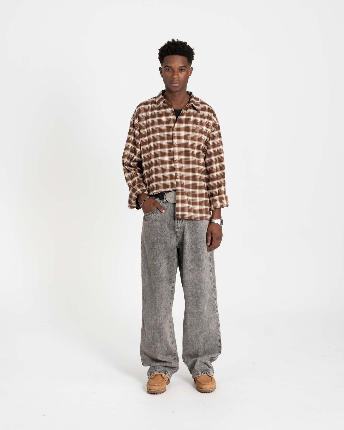 Baggy denim jeans washed gray