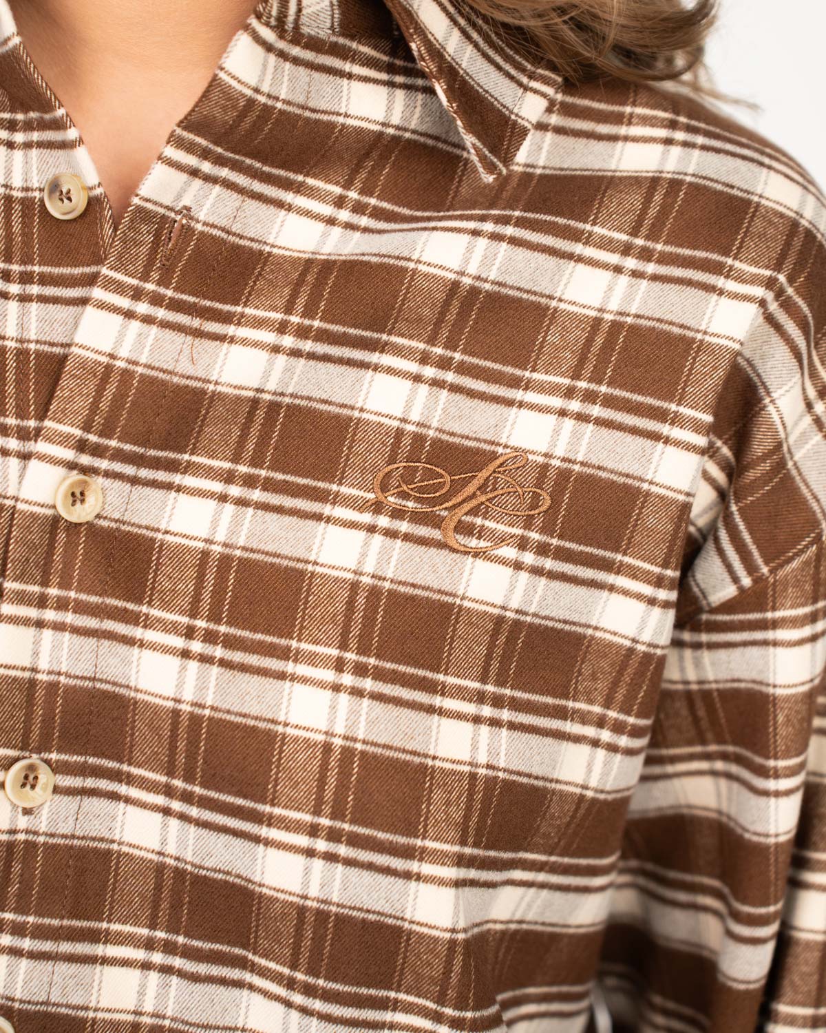 Checkered flannel shirt brown