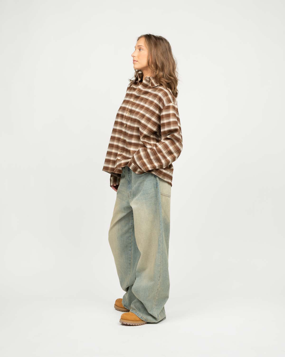 Checkered flannel shirt brown