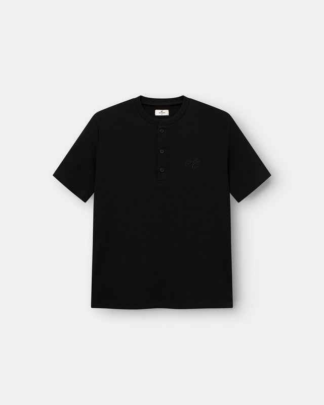 Henley Short Sleeve Black Dame