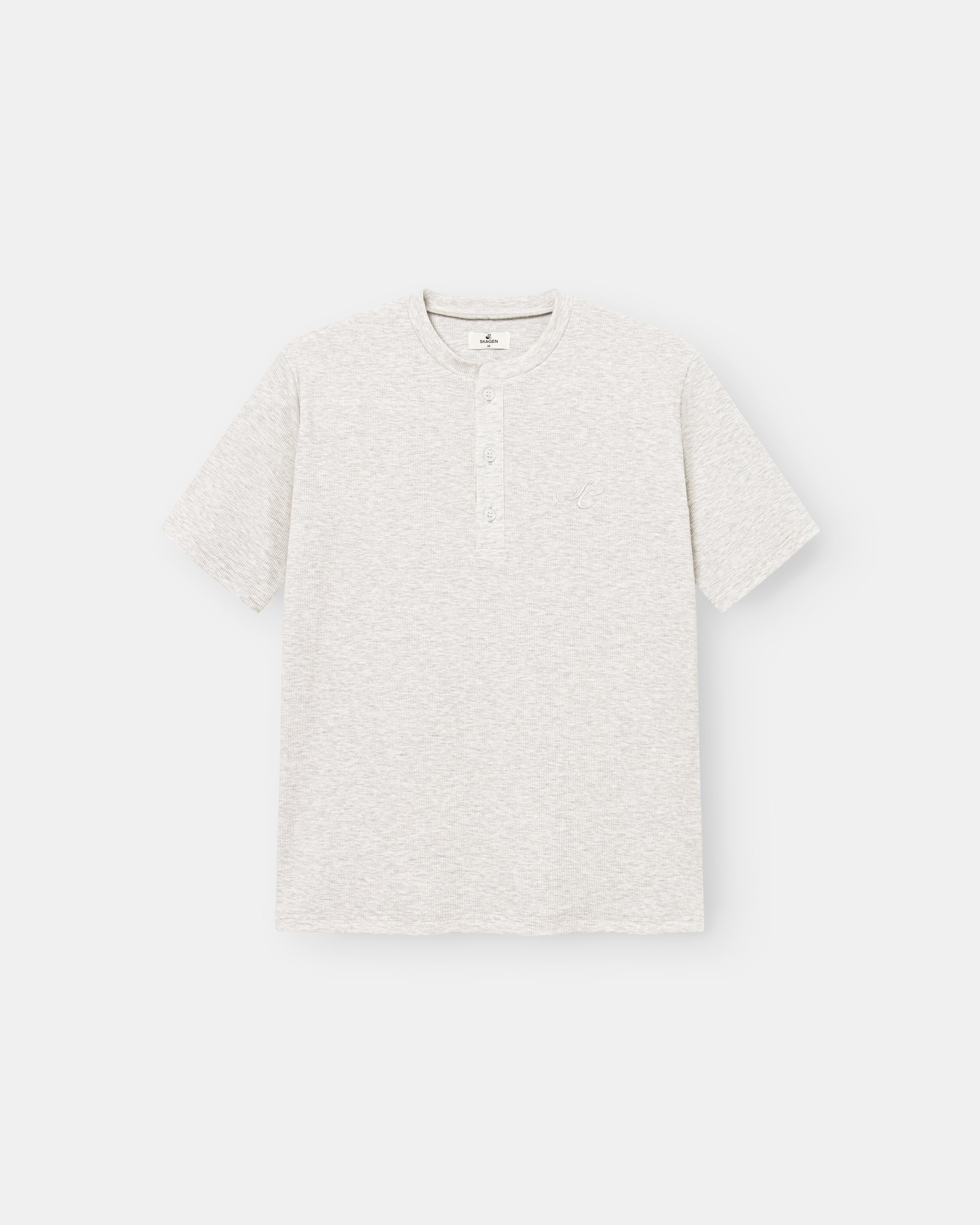 Henley Short Sleeve Heather Grey Dame