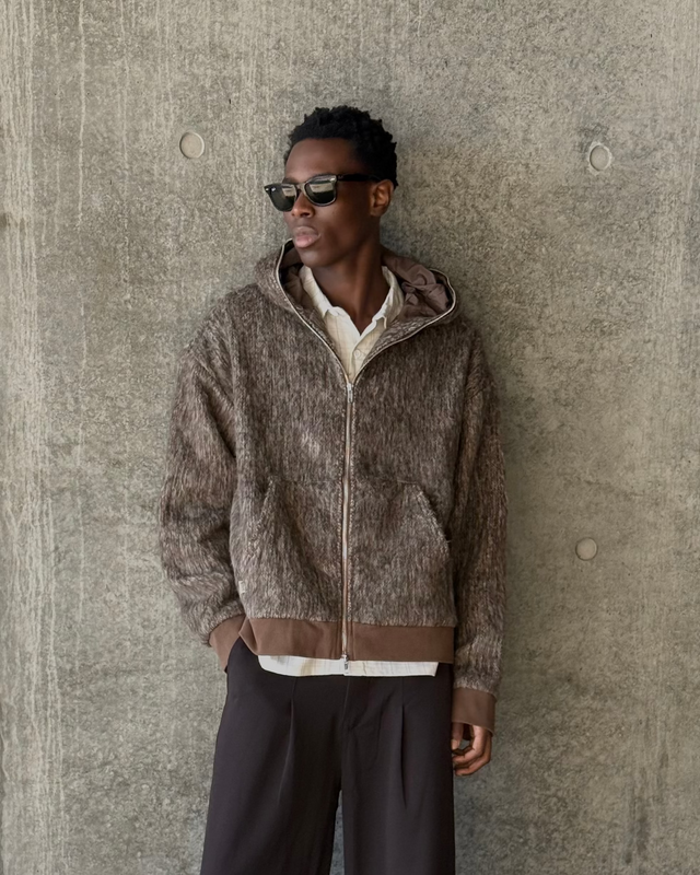 Fuzzy Hoodie Brown