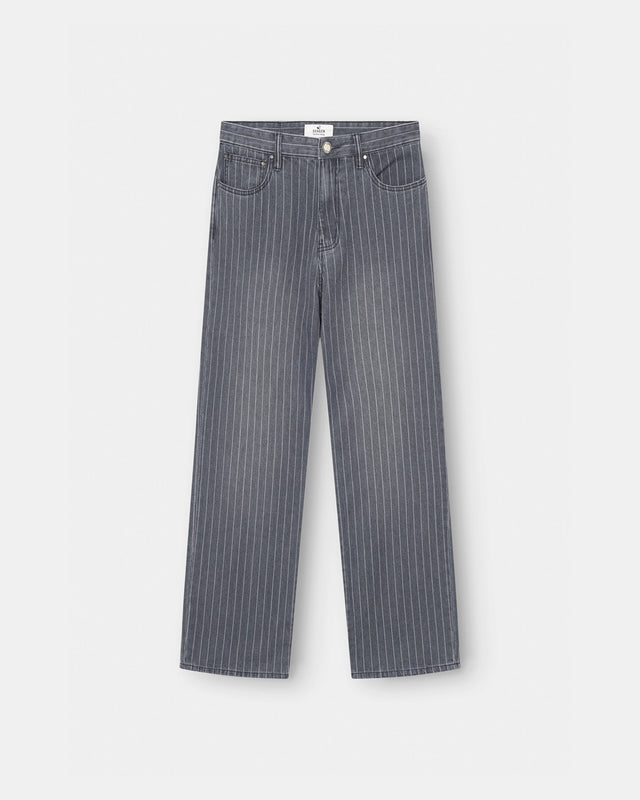 Baggy Denim Jeans Washed Pinstripe