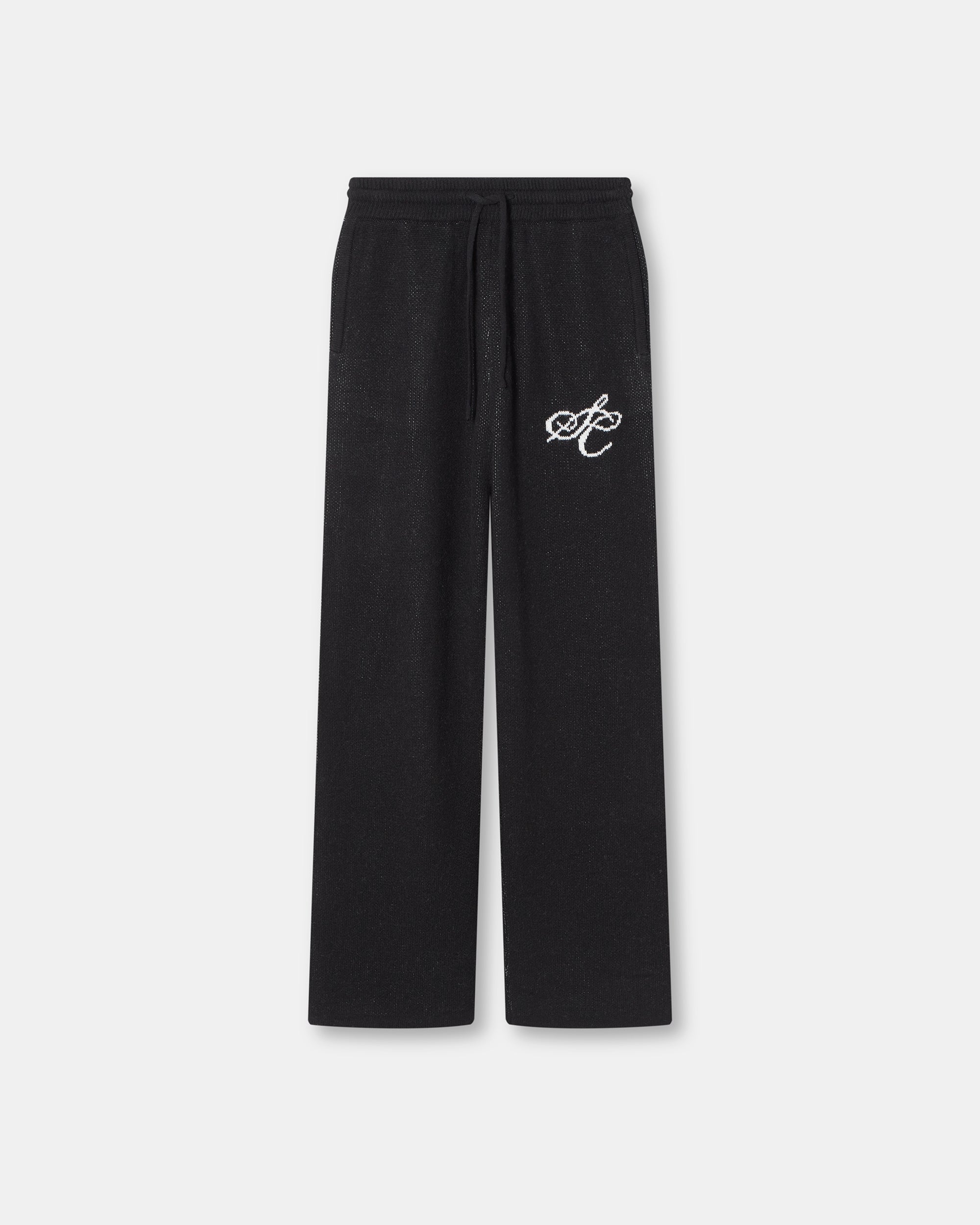 Jacquard Knitted Wool pants Black