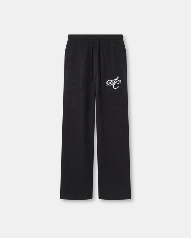 Jacquard Knitted Wool pants Black
