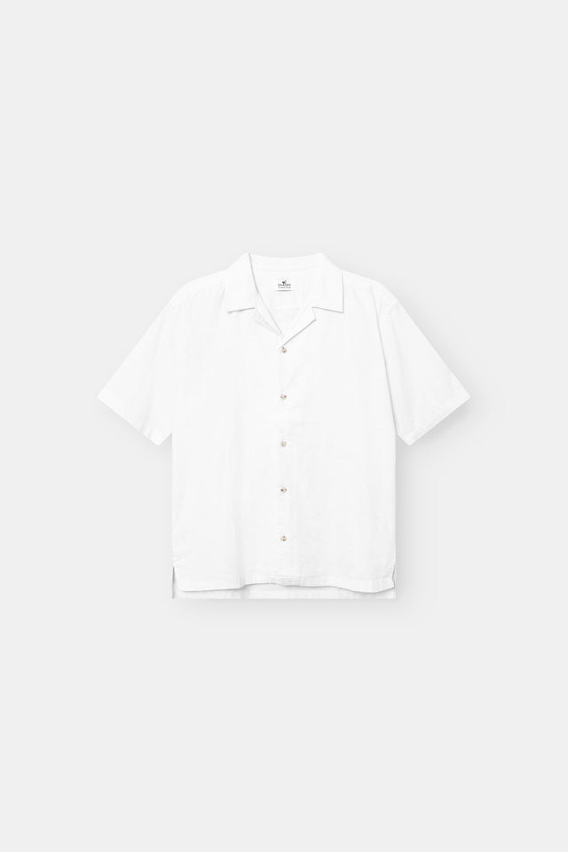 Short Sleeve Linen Shirt White