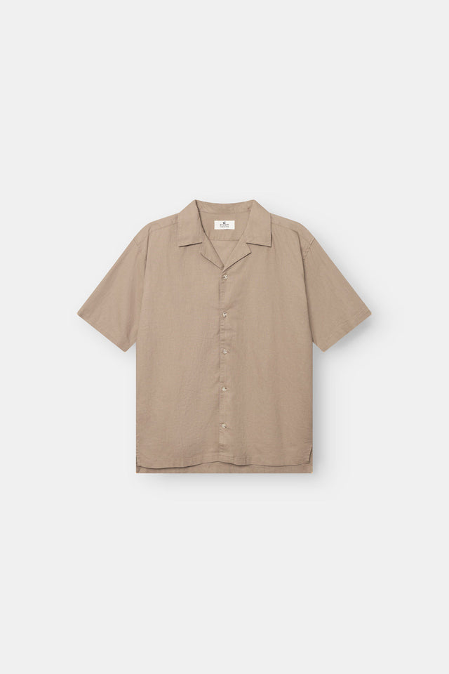 Short Sleeve Linen Shirt Mocha