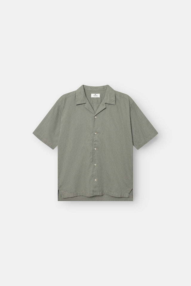 Short Sleeve Linen Shirt Army