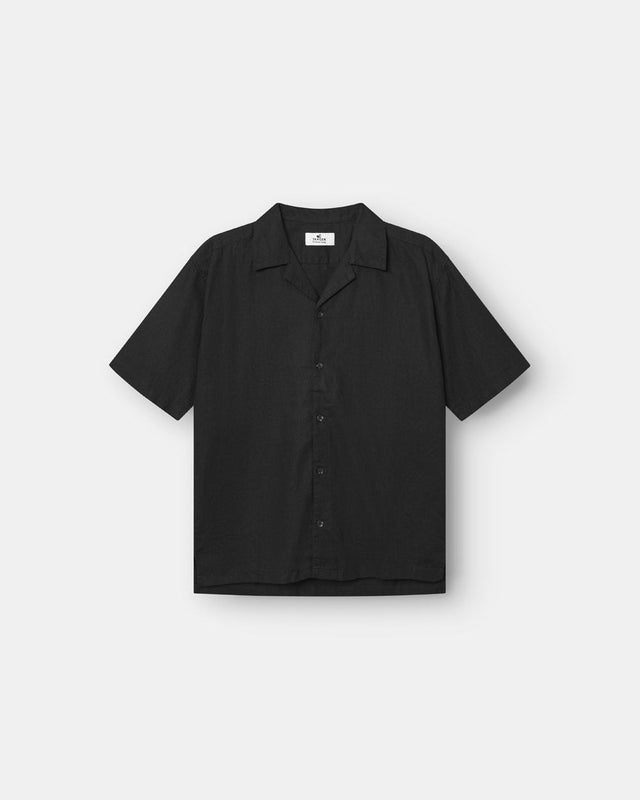 Short Sleeve Linen Shirt Black