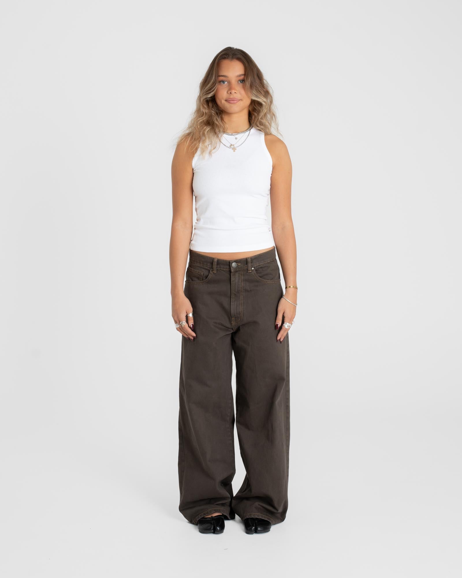 Baggy denim jeans brown