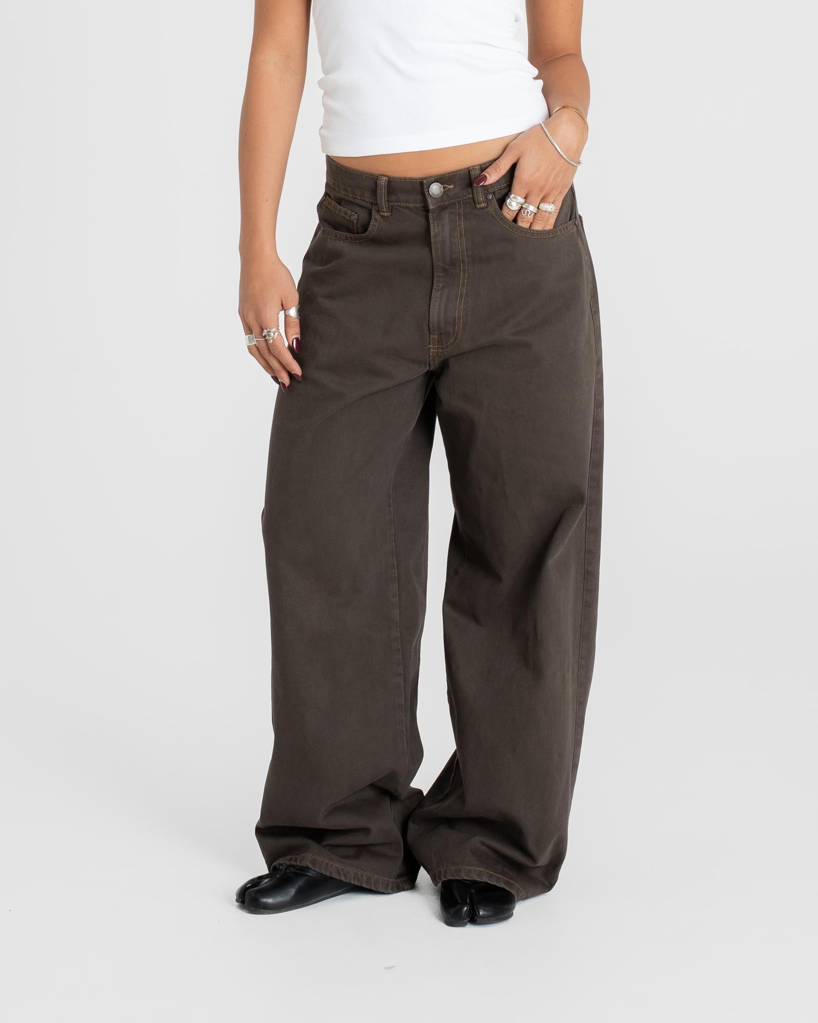 Baggy denim jeans brown