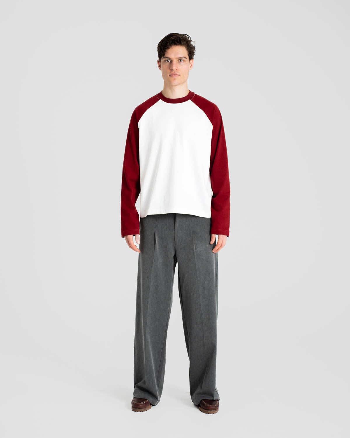 Raglan Longsleeve T-shirt White/Bordeaux