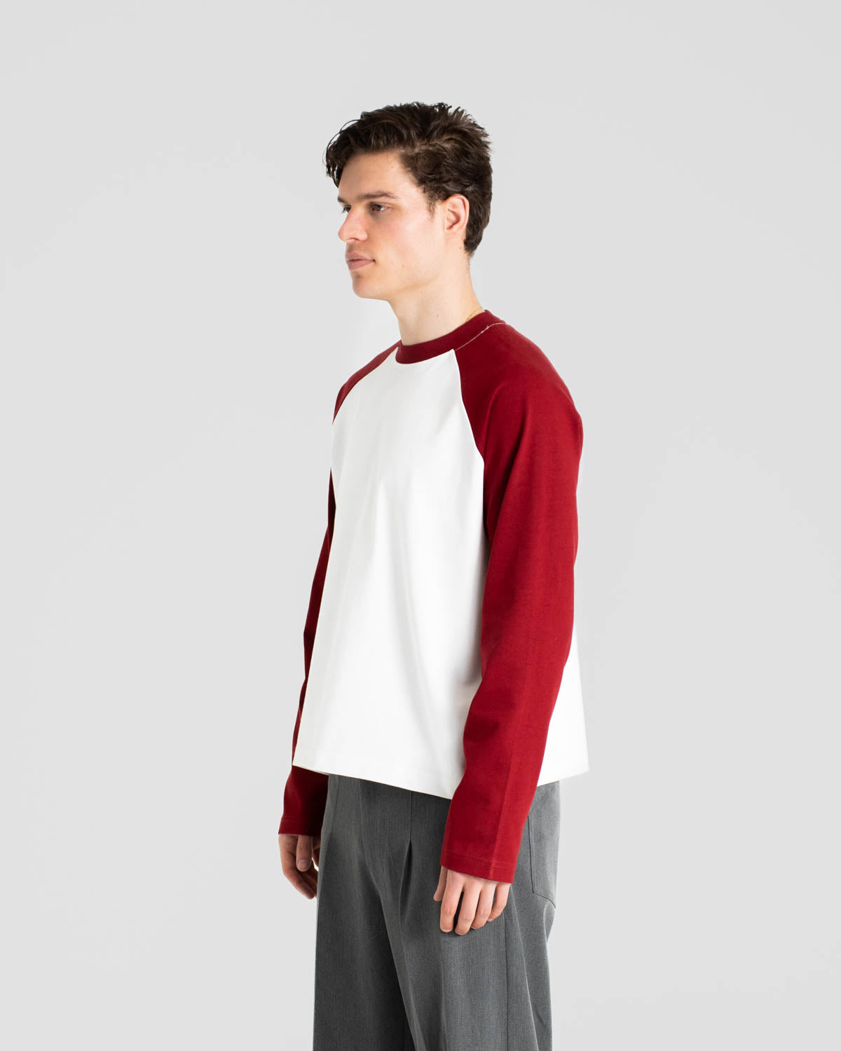 Raglan Longsleeve T-shirt White/Bordeaux