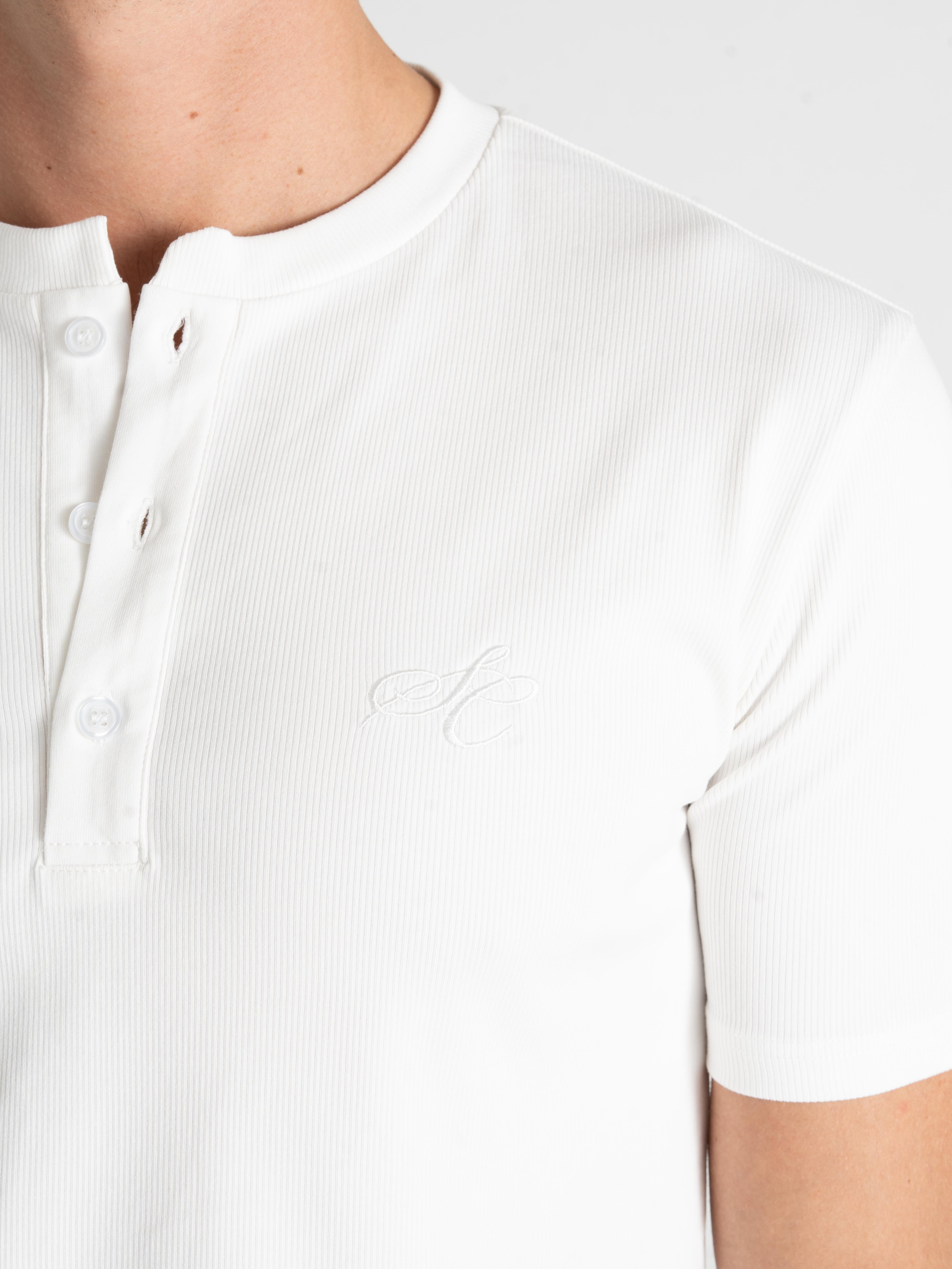 Henley Short Sleeve White