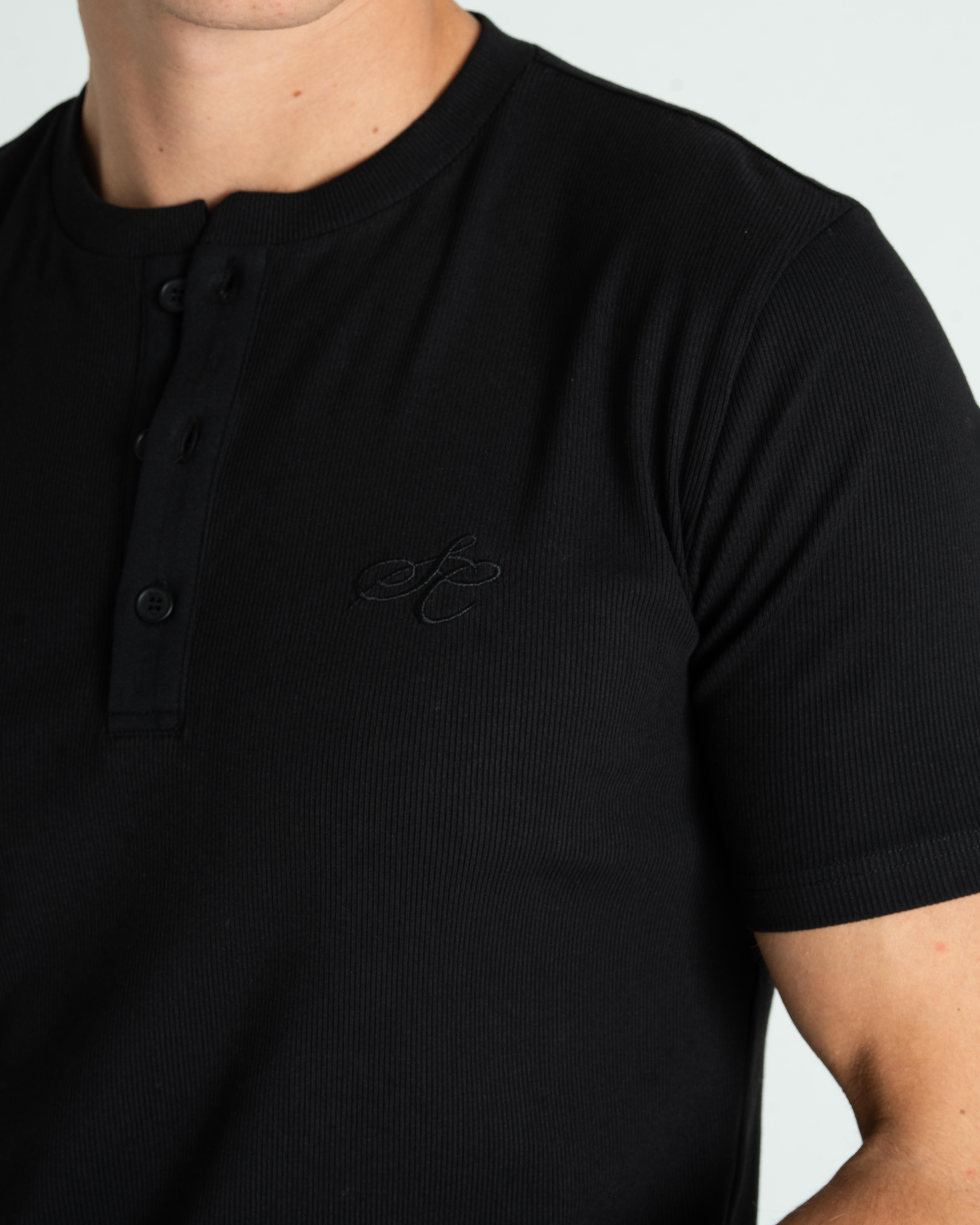 Henley Short Sleeve Black