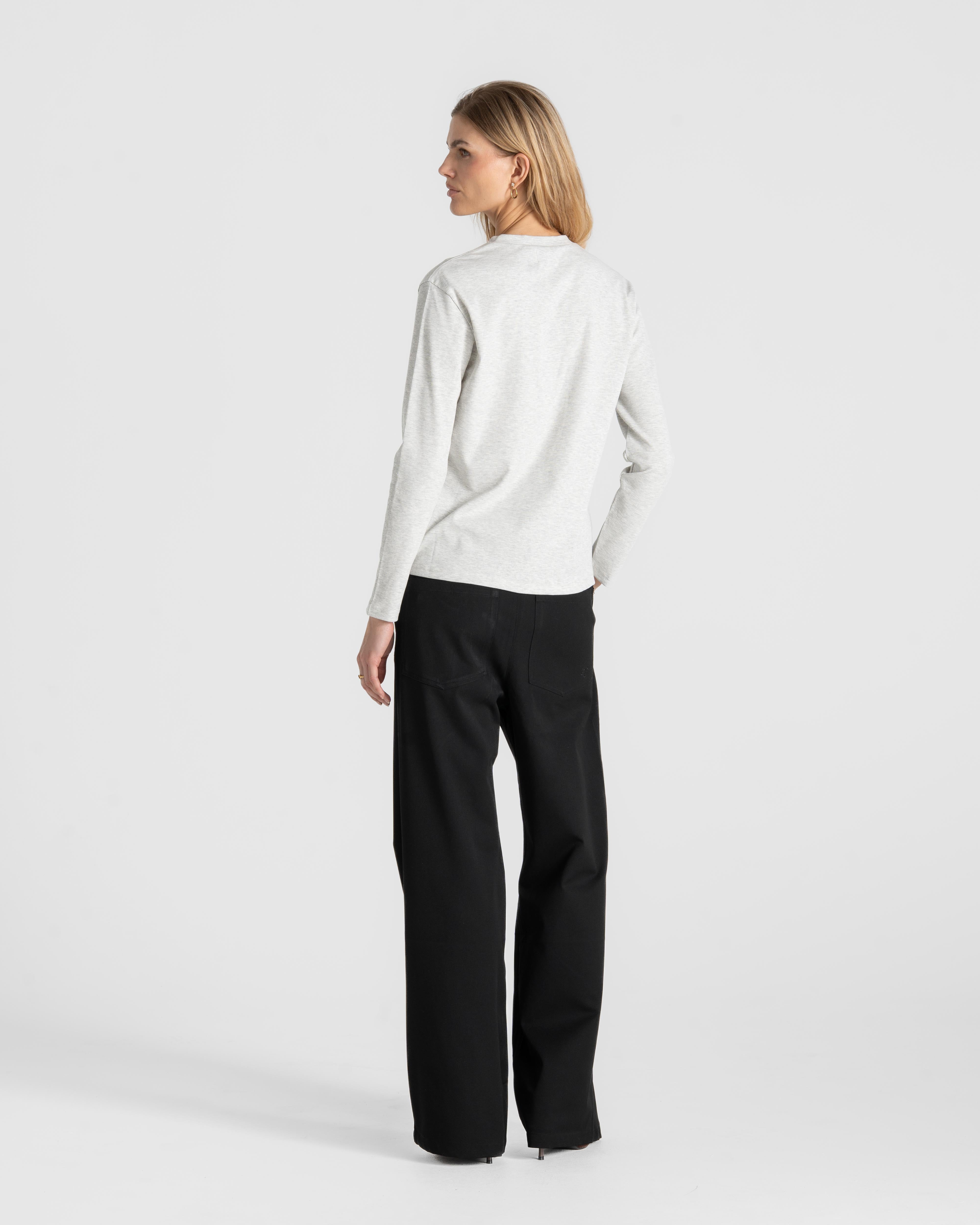 Henley Long Sleeve Heather Grey Dame