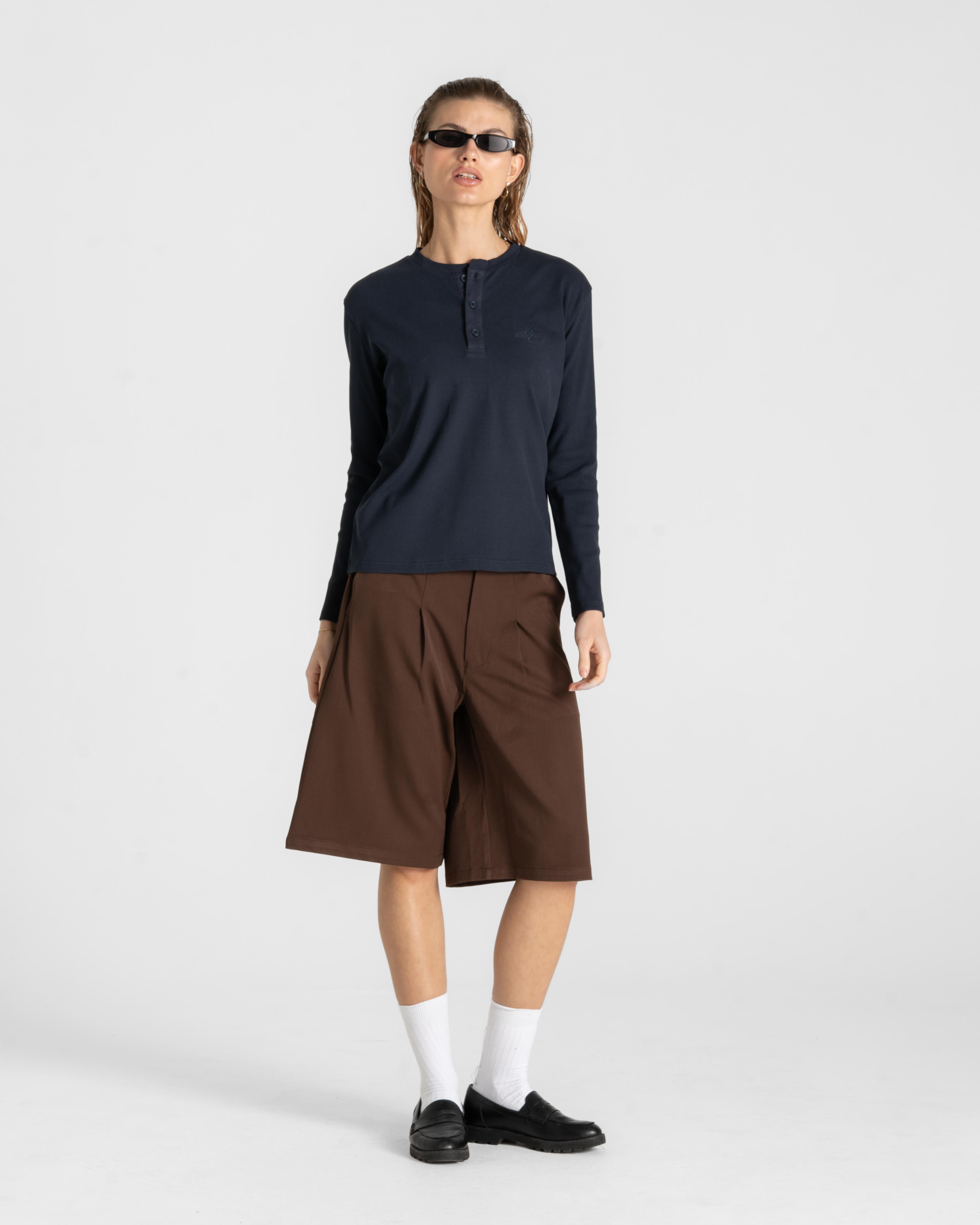 Henley Long Sleeve Navy dame
