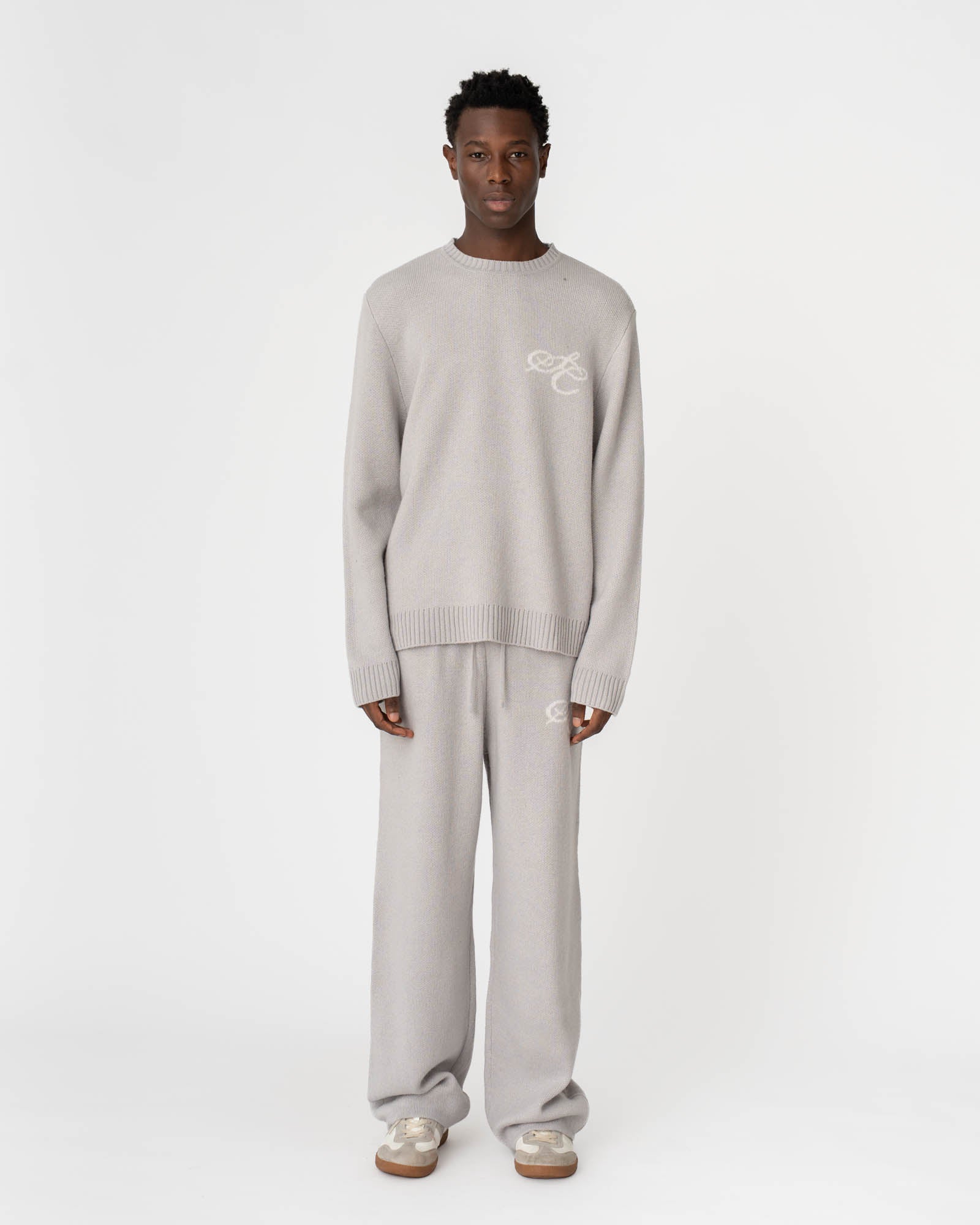 Jacquard Knitted Wool pants light grey