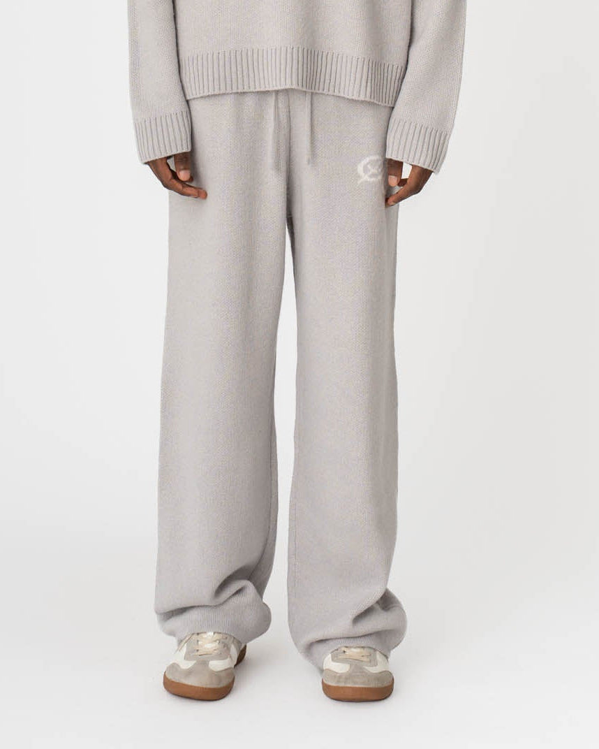 Jacquard Knitted Wool pants light grey