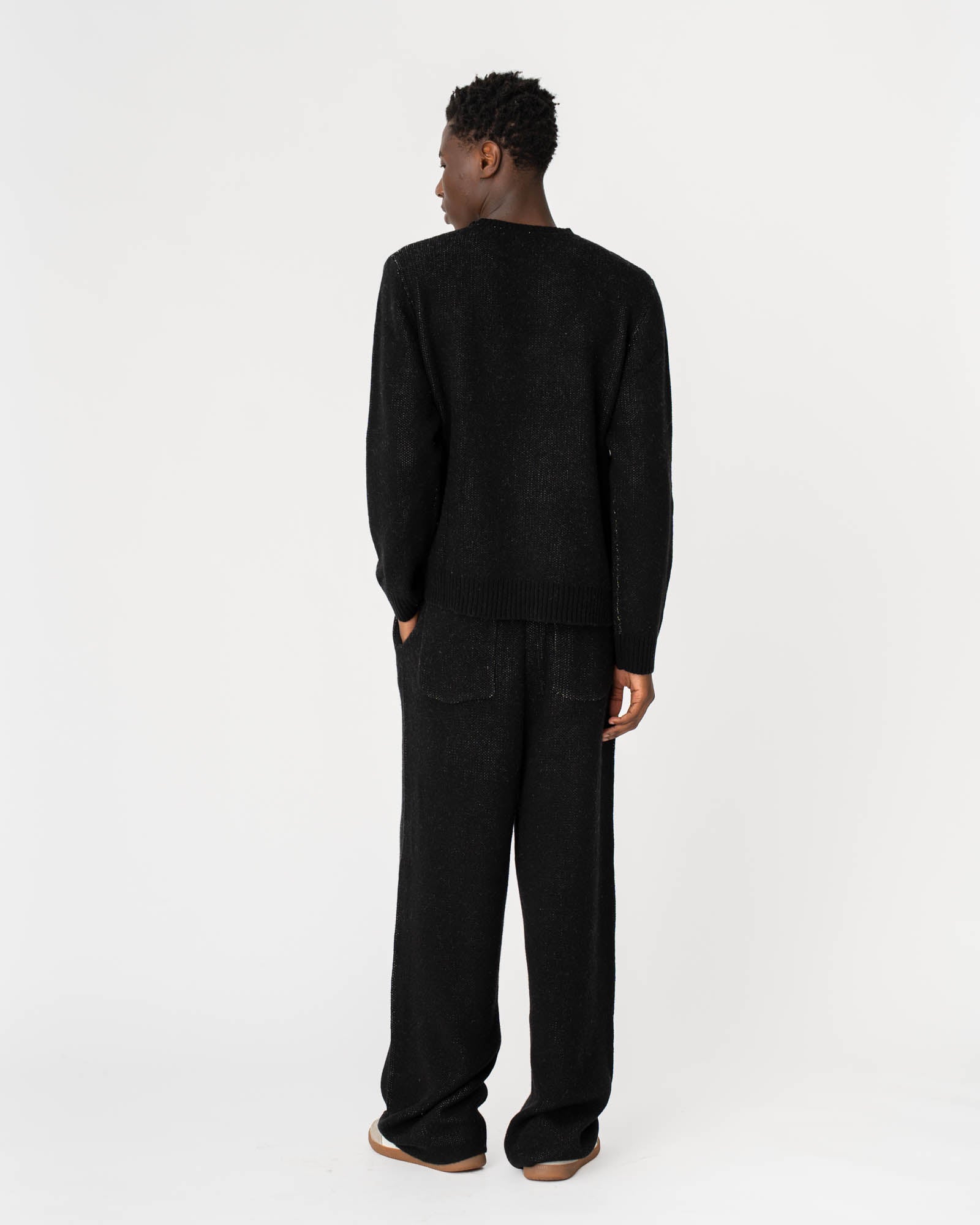 Jacquard Knitted Wool Sweater Black