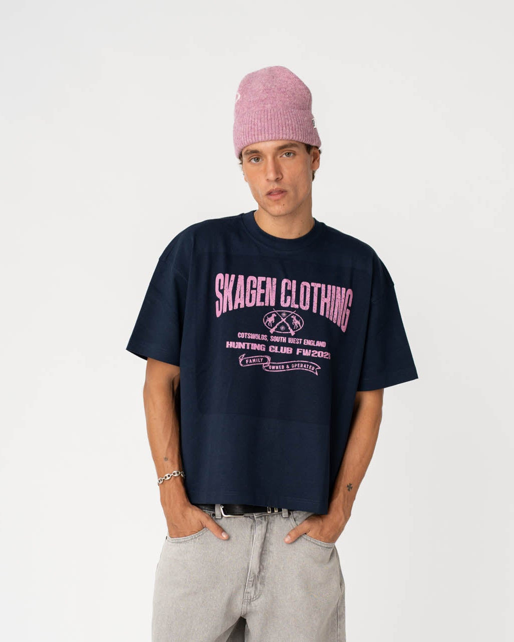 Graphic T-Shirt 'Vintage Hunter Club' Navy