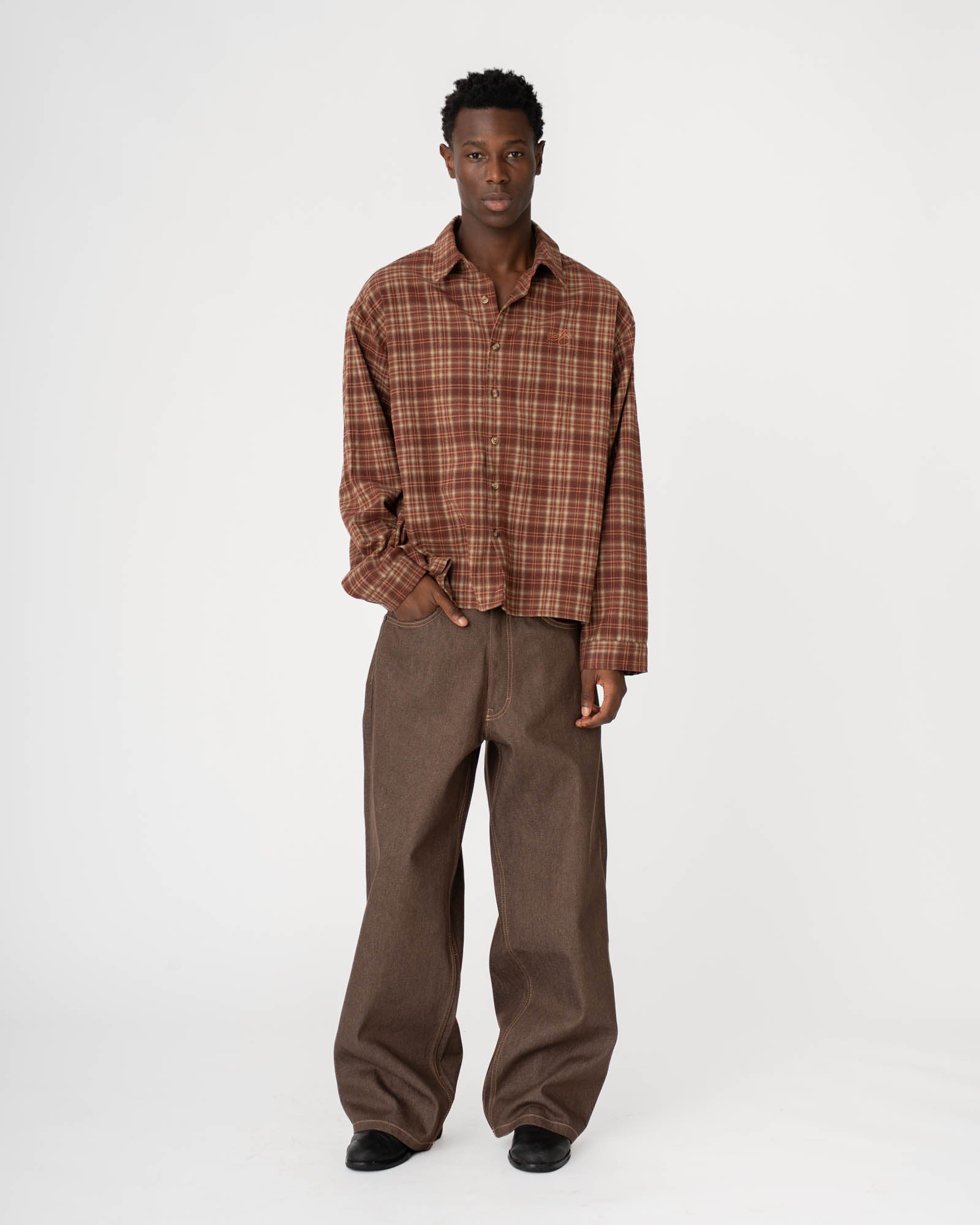 Checkered flannel shirt Bordeaux