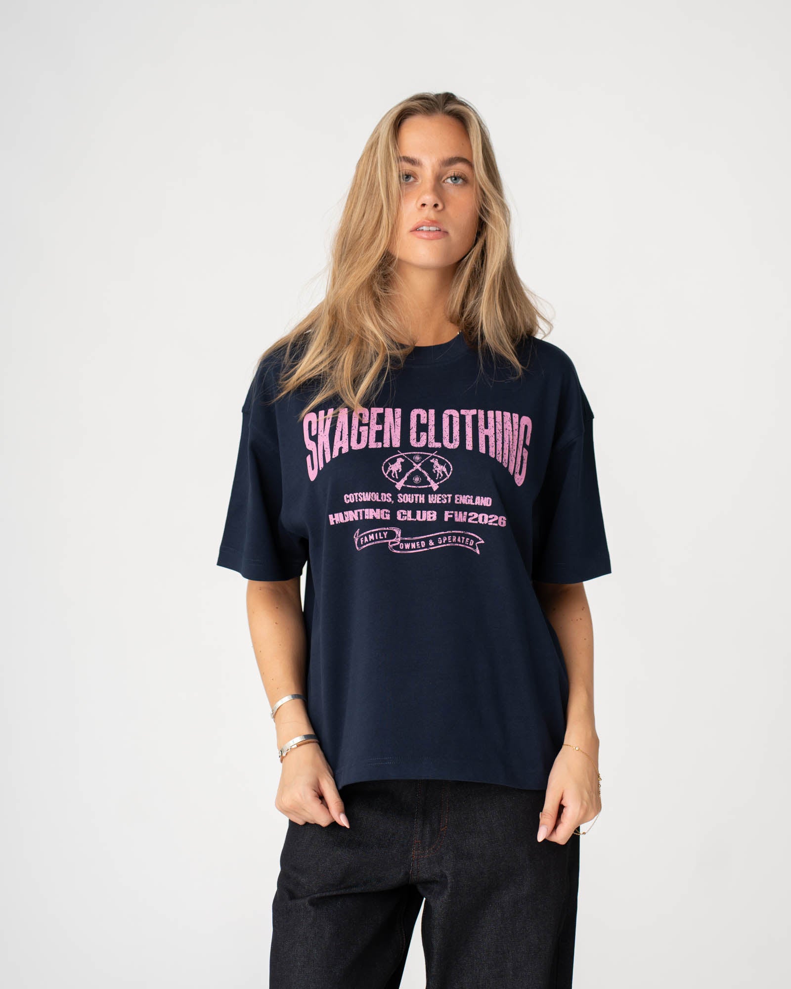 Graphic T-Shirt 'Vintage Hunter Club' Navy