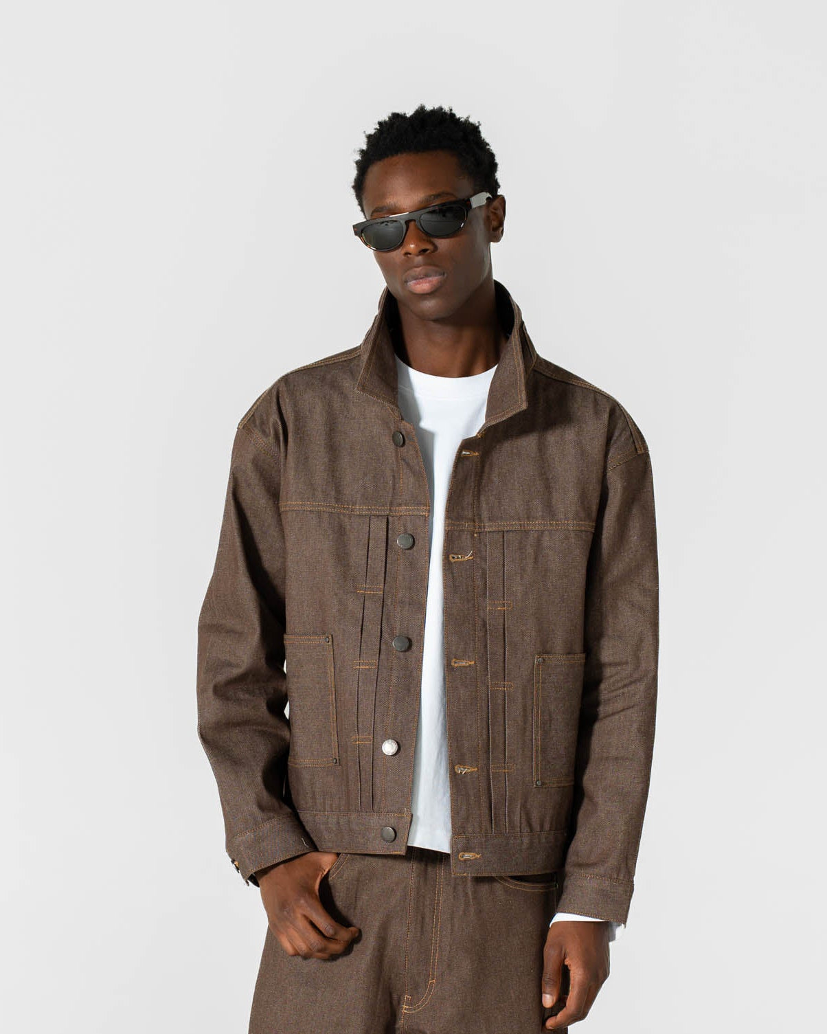 SELVEDGE DENIM JACKET BROWN