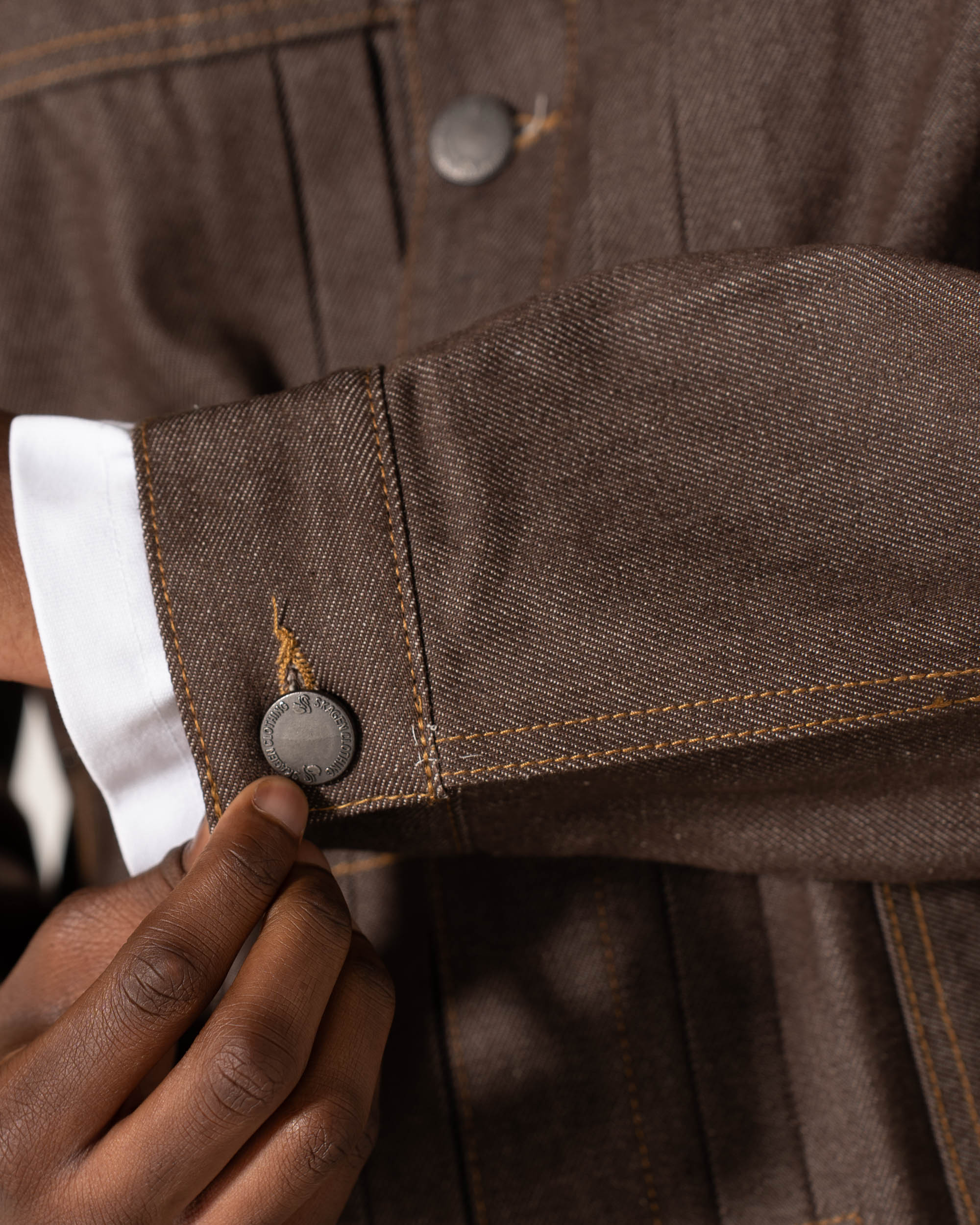 SELVEDGE DENIM JACKET BROWN