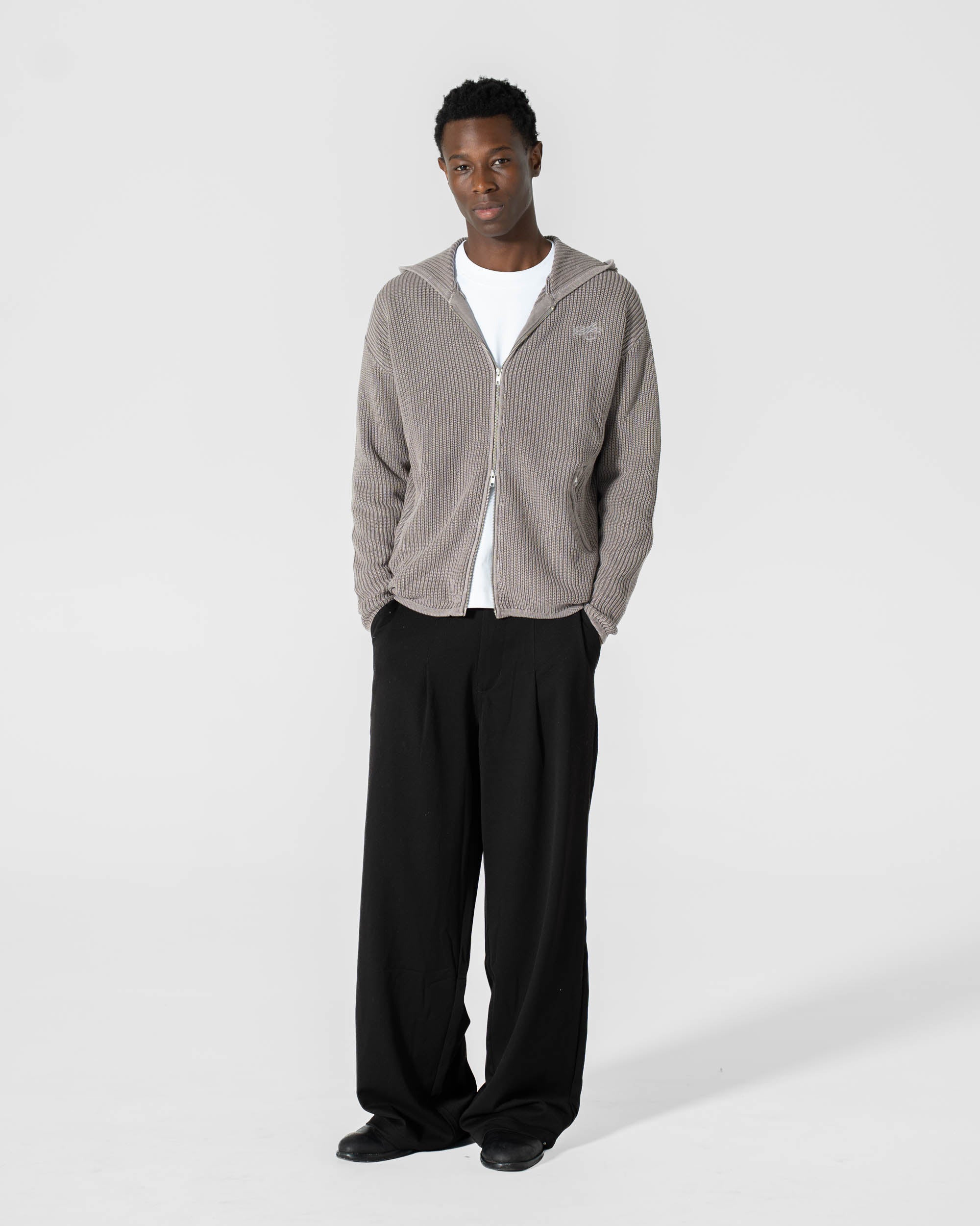 Knit Hoodie Washed Grey