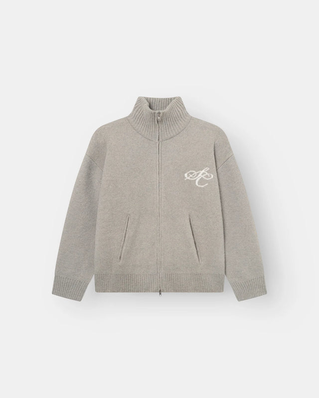 Full-zip sweater light gray lady